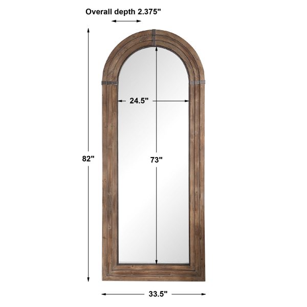 WOOD & IRON ARCHED MIRROR - Image 6