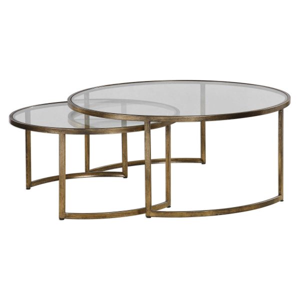 ANETTE NESTING TABLE - ANTIQUE GOLD LEAF FINISH - Image 3