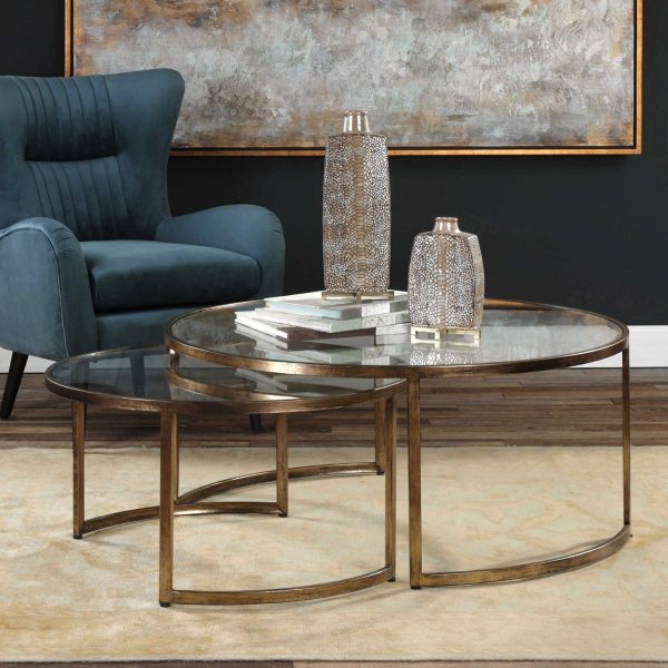 ANETTE NESTING TABLE - ANTIQUE GOLD LEAF FINISH - Image 10