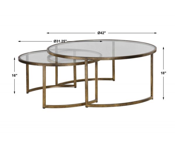 ANETTE NESTING TABLE - ANTIQUE GOLD LEAF FINISH - Image 7