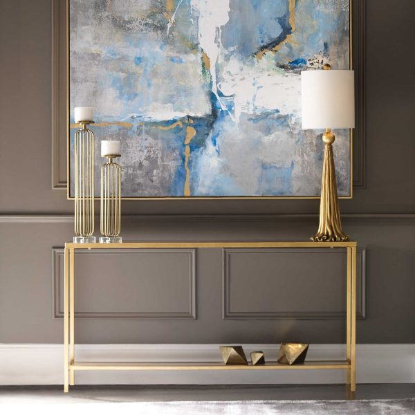 PARIS - ANTIQUED GOLD LEAF CONSOLE TABLE - Image 7